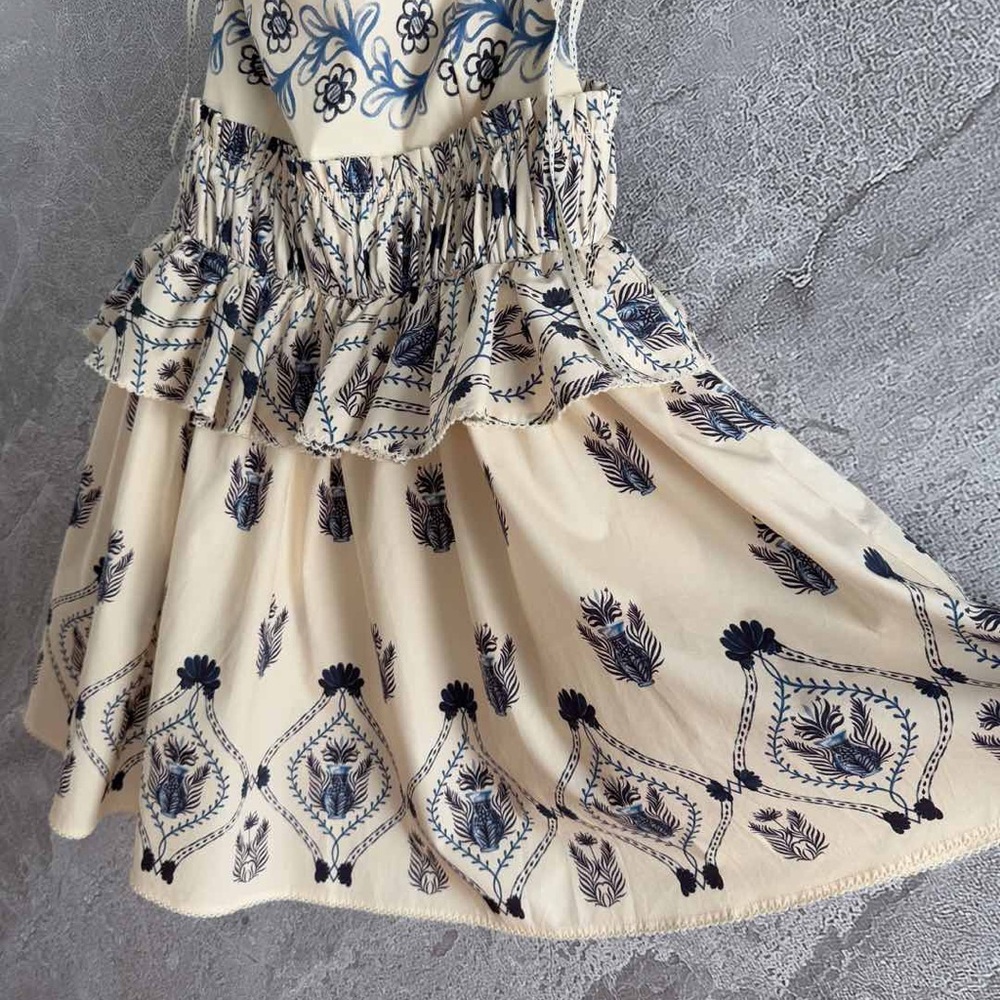 Agua by Agua Bendita Cream Sundress with Navy Embroidery - Picture 7 of 9